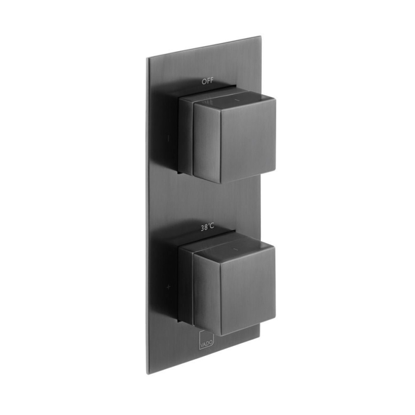 Cutout image of Vado Individual Square Brushed Black Single Outlet Shower Valve